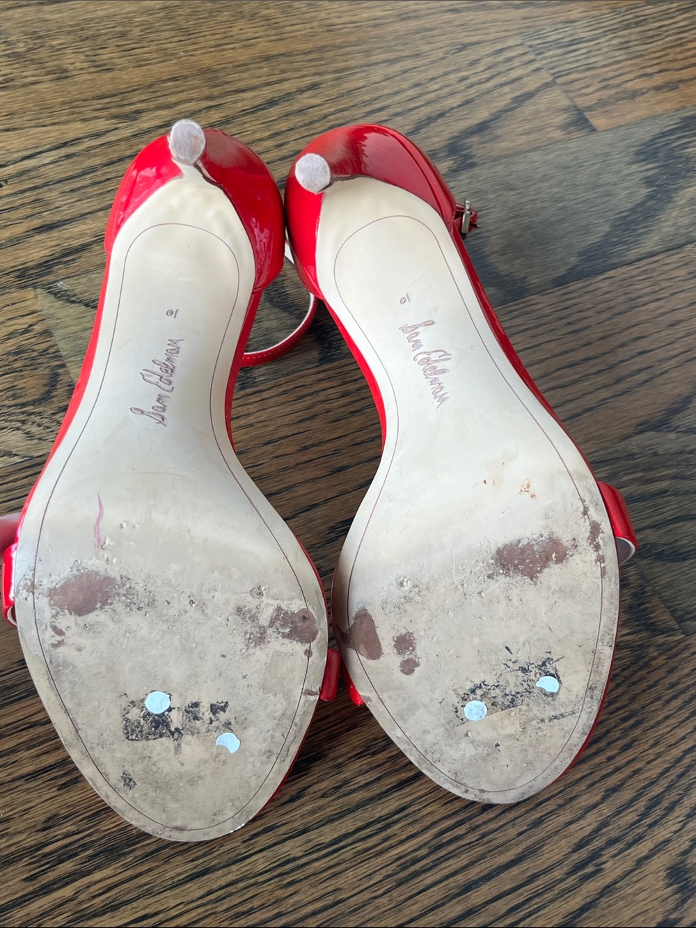 Sam Edelman Bright Red Patent Ankle-Strap Stiletto Heels - Picture 5 of 5